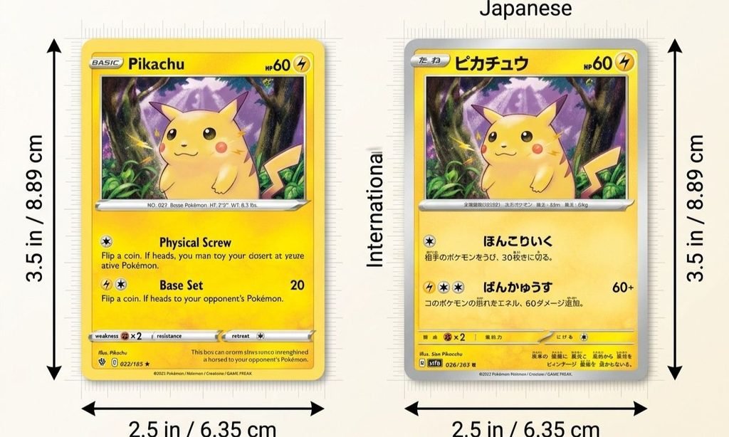 Japanese vs International Pokémon Cards Same Size