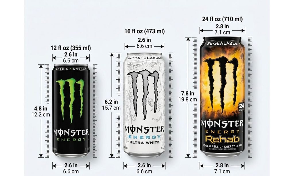 Monster Energy Variants and Their Can Sizes