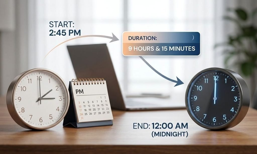 How Long Is the Time From 245 PM to Midnight