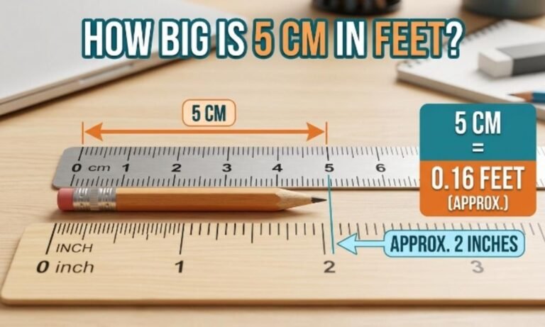 How Big is 5 cm in Feet